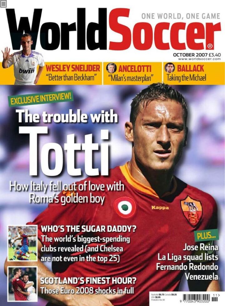 2007/08 Totti sulla copertina di World soccer